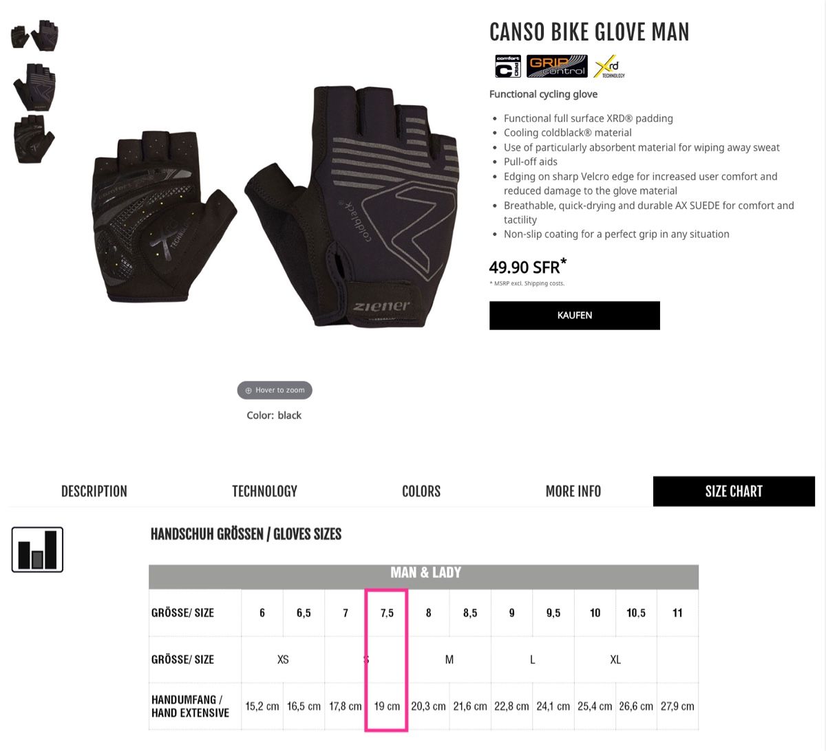 Ziener Altri accessori da uomo: Ziener Canso Handschuhe – Nuovo (secondo la descrizione) da Sattel venduto da Lidi0 1