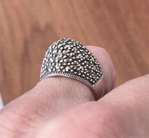 Bague argent 925, Marcassite dôme / Silber Markasit