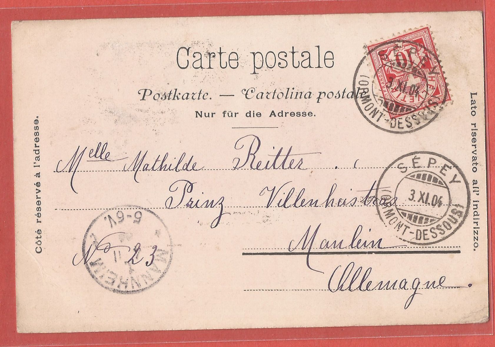 Cartes postales: Le Sépey - Ormont-Dessous et les Diablerets - 1904 – D'occasion à Fislisbach par Porano 1