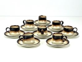 8er Set MANCIOLI Espresso Tassen & Untertassen 1970s Keramik