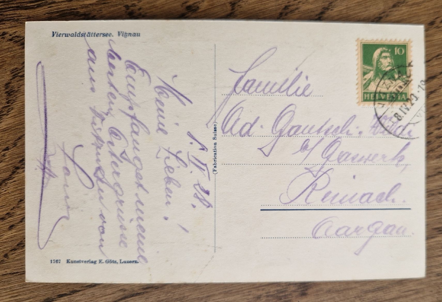 Cartoline postali: Vierwaldstättersee, Vitznau 1923 – Usato da Ebikon venduto da Donar50 1