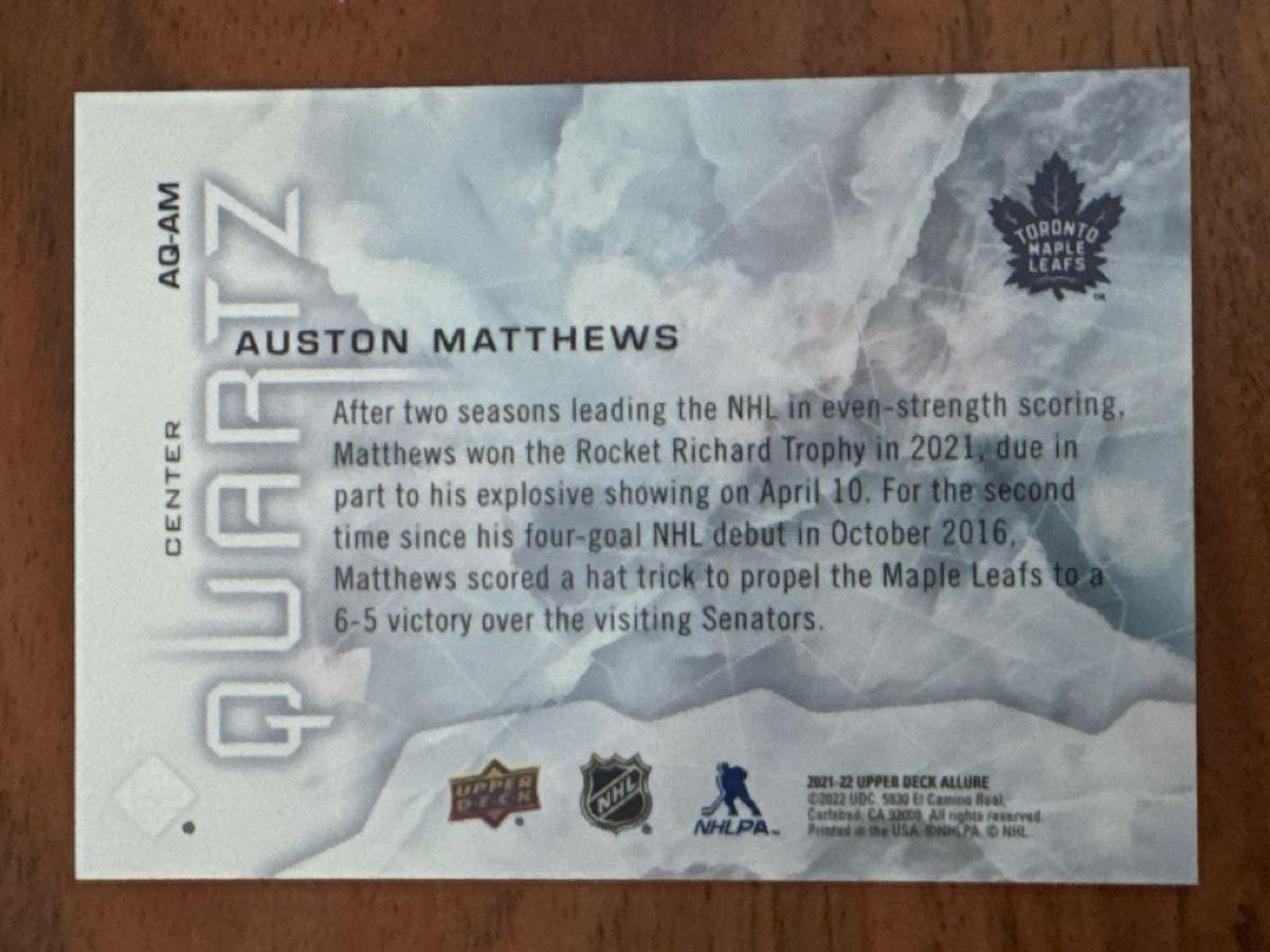 NHL Carte collezionabili: NHL Auston Matthews Toronto Maple Leafs  🏒 – Usato da Grüningen venduto da Peterpan99 1