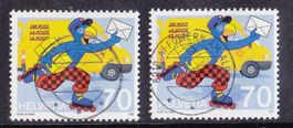 1997 Abarten Nr.Ab1 + Nr.Ab2 mit VOLLSTEMPEL nach SBK 150Fr.