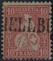 CH - Sitz. Helvetia - Zst. Nr. 38 - Stabstempel Hellbüel