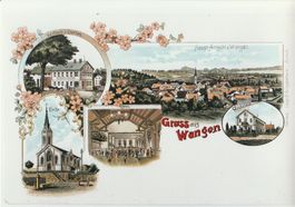 Gruss aus Wangen -   (AK Lithoansicht  um 1900 im Form. A4)