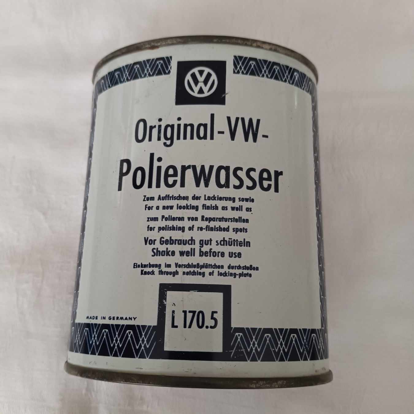 Contenitori & Simili: Original-VW-Polierwasser vintage Blechdose – Usato da Bäretswil venduto da ricoric
