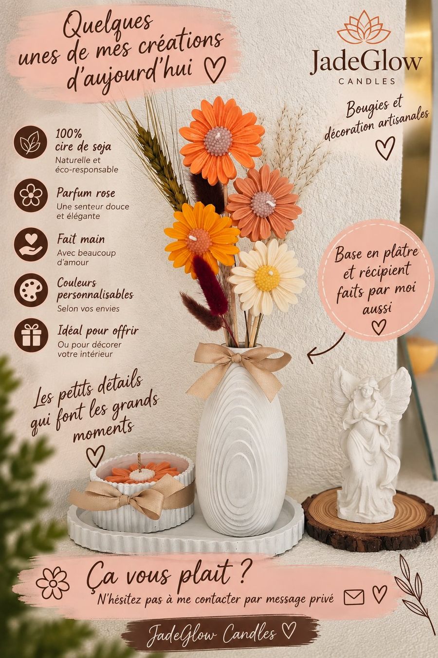 Candele: Composition florale automnale avec bougie parfumée – Nuovo (secondo la descrizione) da Payerne venduto da cas_zx9h