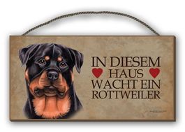Holzschild-ROTTWEILER-IN DIESEM HAUS WAC