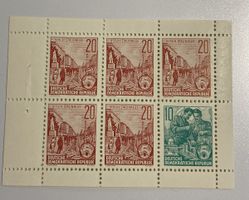 DDR 1957 feuille de timbre combinaison spéciale