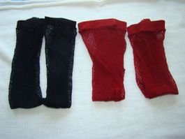 Netzkniestrümpfe 2 Paar schwarz und bordeauxrot One Size