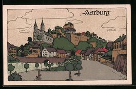 Steindruck-AK Aarburg, Strassenpartie mi