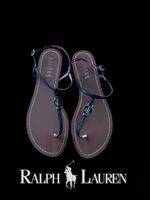 Ralph Lauren brown leather sandals with pink accents