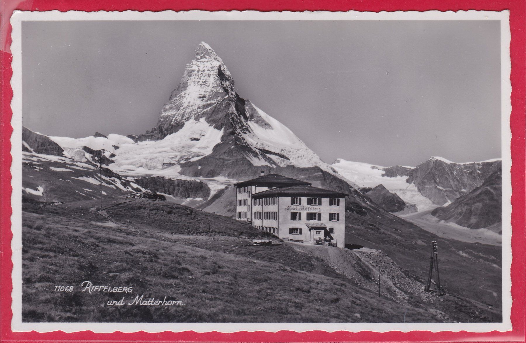 Cartoline postali: RIFFELBERG UND MATTERHORN, 26.6.1946 – Usato da Oberrieden venduto da Gebirgsstelze
