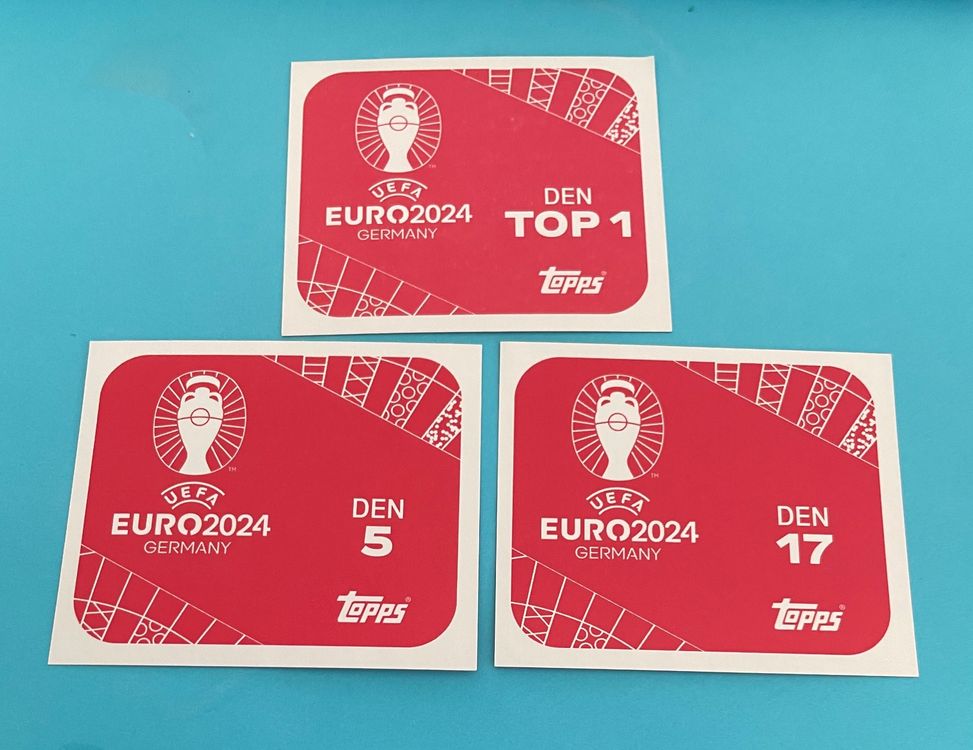 Topps Euro 2024 Sticker Dänemark 3x- DEN TOP1, DEN 5, DEN 17 | Kaufen ...
