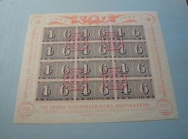 Luxusbogen 1943, 100 Jahre Schweizer Postmarken, Roter ET-o
