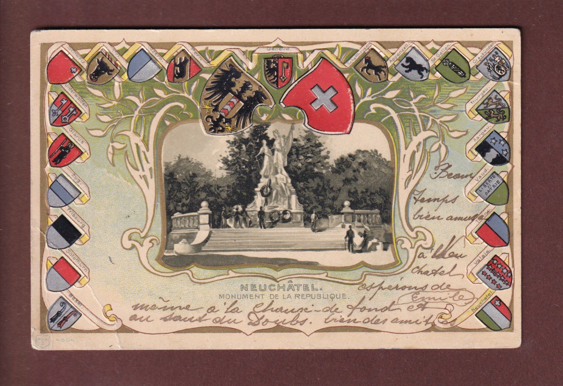 Cartoline postali: NEUCHÂTEL - Monument de la République - 1902 // pli // – Usato da Pully venduto da nicecards