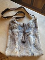 Schöne Globus Tasche, Umhängetasche, echtes Kaninchenfell