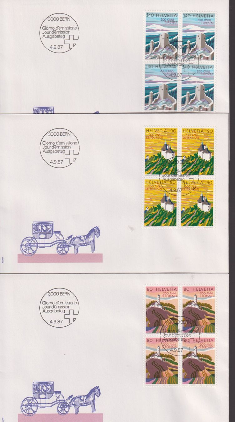 Tutti i francobolli: 6 versch. FDC. 200 J. Tourismus Einzelm. & 4-er-Blocks. – Nuovo (secondo la descrizione) da Koblenz venduto da Boerse6 1