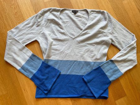 Zebra Strickpulli blau Blockstreifen M