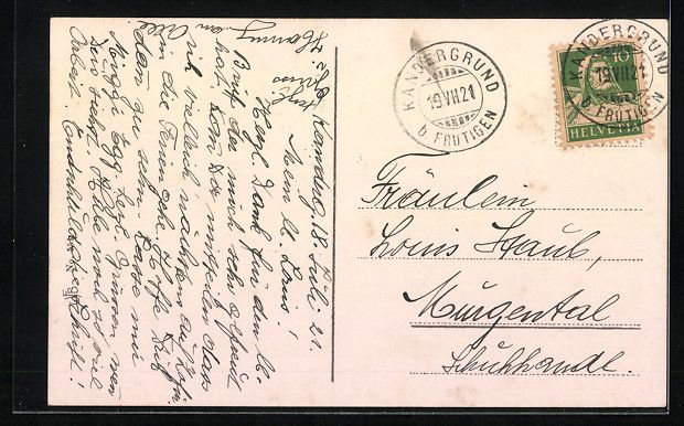 Cartoline postali: Frutigen, Kirche mit Doldenhorn und Alle – Usato da Berlin venduto da bartko-reher 1
