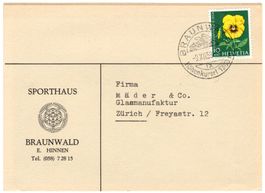 BRAUNWALD - Pro Juventute auf Firmenpostkarte nach ZÜRICH