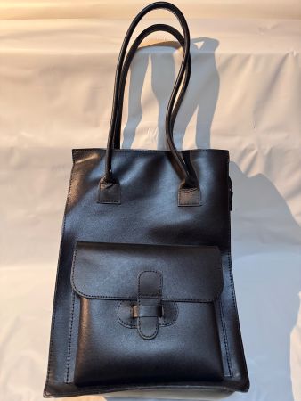 Schicke schwarze Ledertasche Handtasche gross NEUwertig
