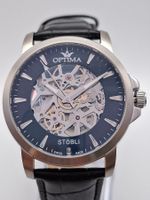 NEU!Optima Stöbli Automatikuhr, Blau Skelett,Garantie,Zertif