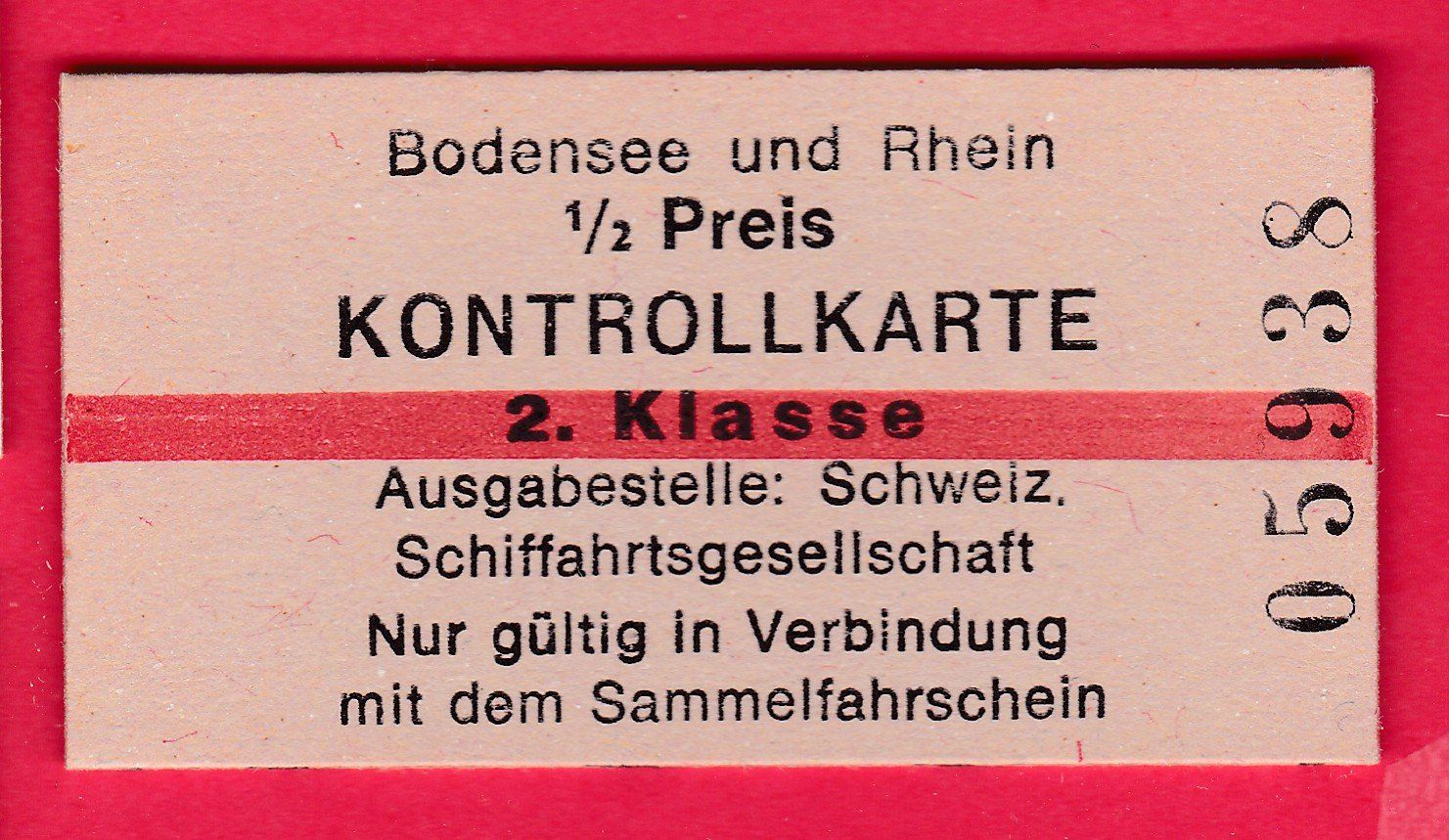 Biglietti: KARTON SCHIFFS KONTROLKARTE, BODENSEE/RHEIN2.KLASSE, UNGEBRA – Nuovo (secondo la descrizione) da Oberrieden venduto da Gebirgsstelze