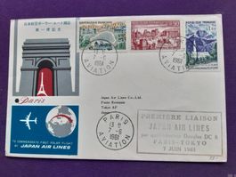 Erstfugbrief PARIS - TOKYO mit Japan Air Lines 7.6.1961
