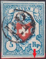 T.38 A3-U, Prachtstück mit P.P. im Kreis, breitrandig +Attes