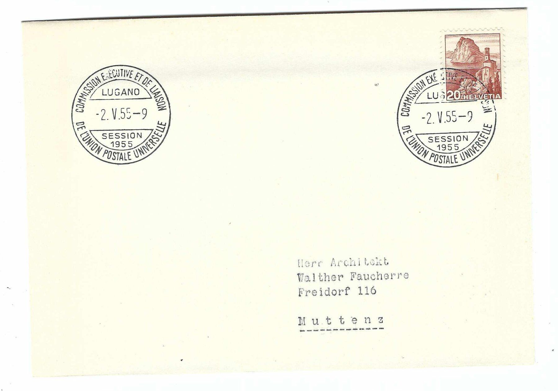 Alle Briefmarken: Lugano Session 1955 tt – Gebraucht aus Aarau von fussball-fussball
