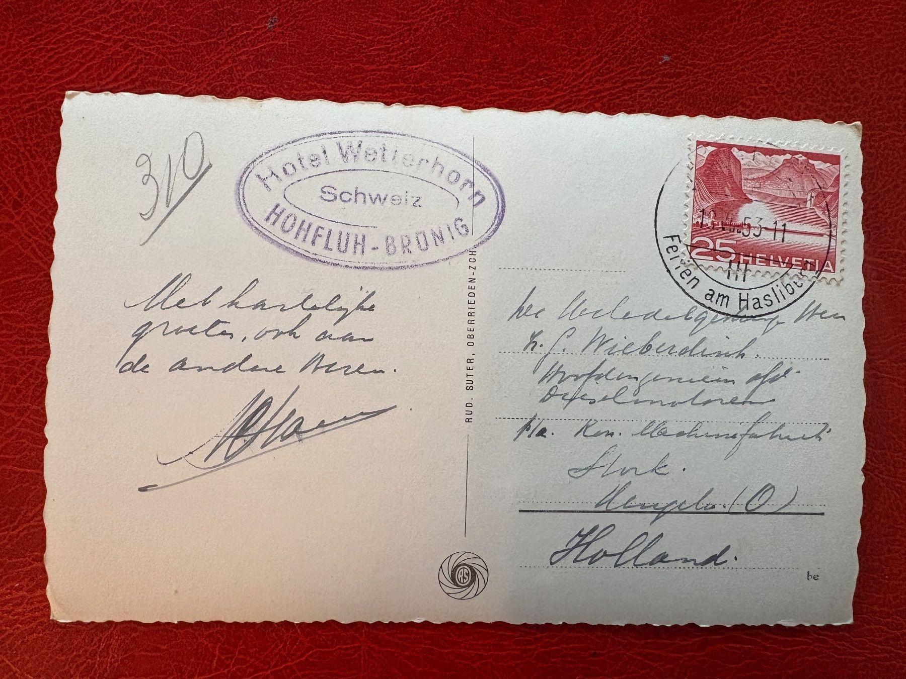 Cartoline postali: 1953 // Hohfluh - Hasliberg / Hotelstempel – Usato da St-Légier-Chiésaz venduto da Theo006 1