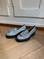 Glitzer Loafer silbern 40