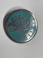 Vintage Silber Brosche Türkis Vogel Quetzal Aztec