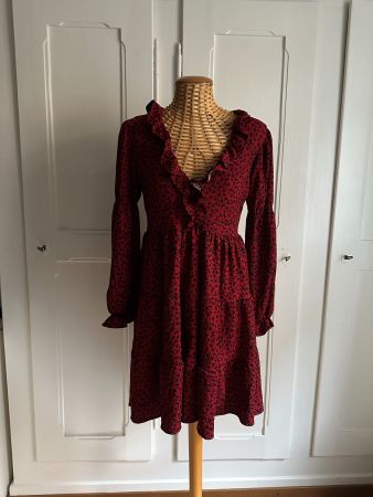MANGO - Kleid rot-schwarz gemustert S