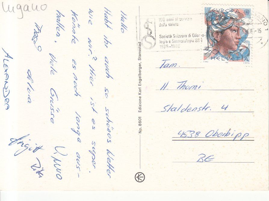 Cartoline postali: Lugano 1986 – Usato da Bürglen TG venduto da StampGraf 1