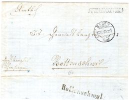 1869 SCHNEISINGEN STAB AUF AMTSBRIEF NACH ROTTENSCHWYL  B7