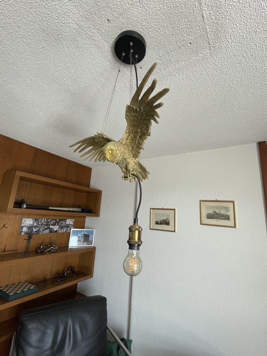 Lustres & lampes de plafonds: Hängeleuchte Eule goldfarben Skulptur Lampe gebraucht – D'occasion à Umiken par bemasajo 2