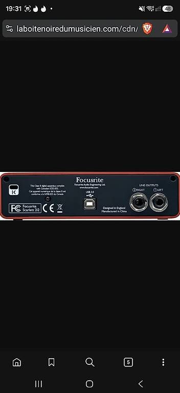 Equipement studio: Focusrite Scarlett 2i2  Interface audio USB – D'occasion à Pampigny par Ocin79 3