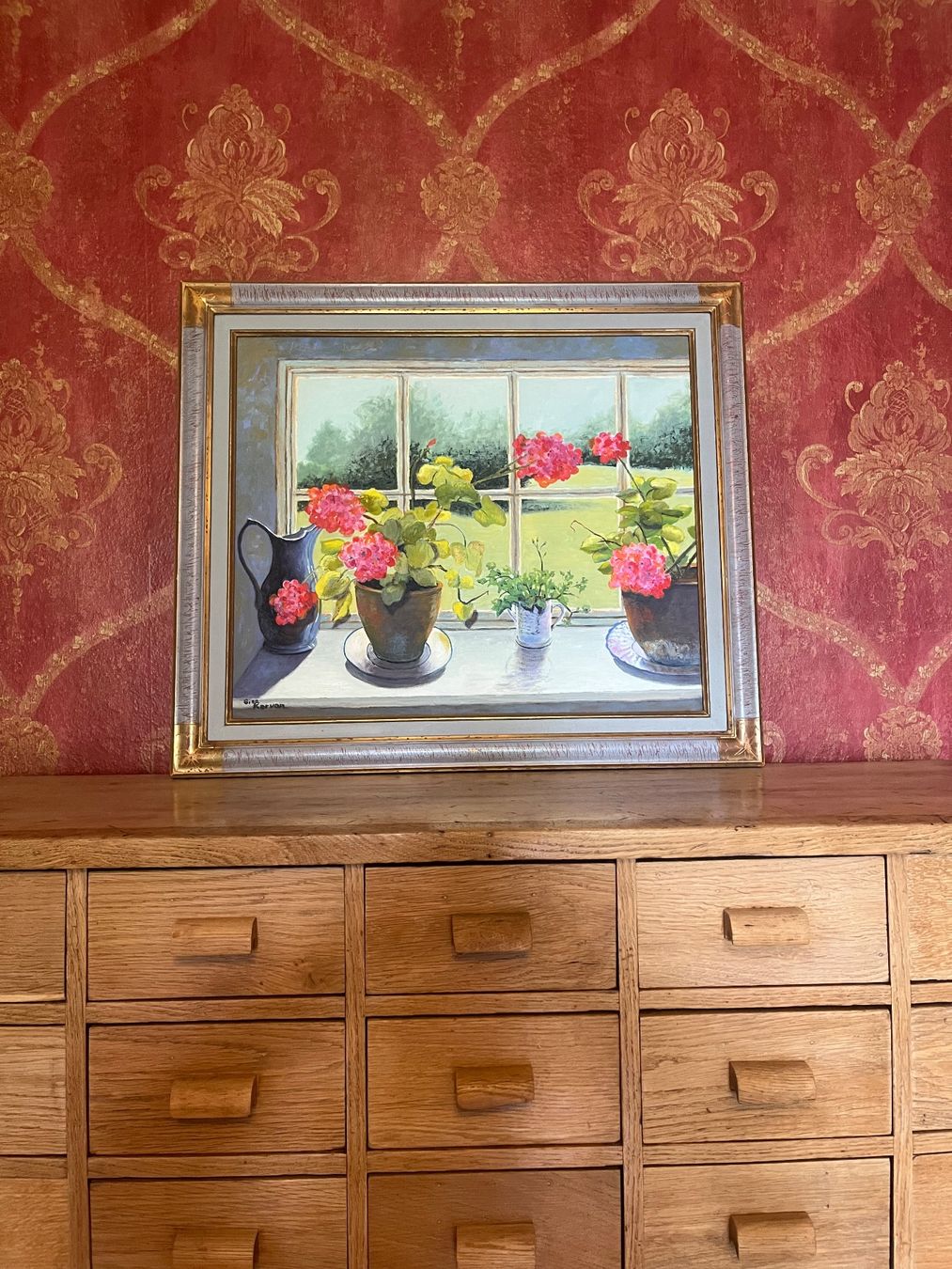 Dipinti: Tableau de fleurs à la fenêtre GINA Karvan – Usato da GENEVE venduto da hehakasapa