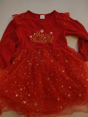 Weihnachtskleid, mit Tüll und Sternen, 2-3 Jahre, merry xmas