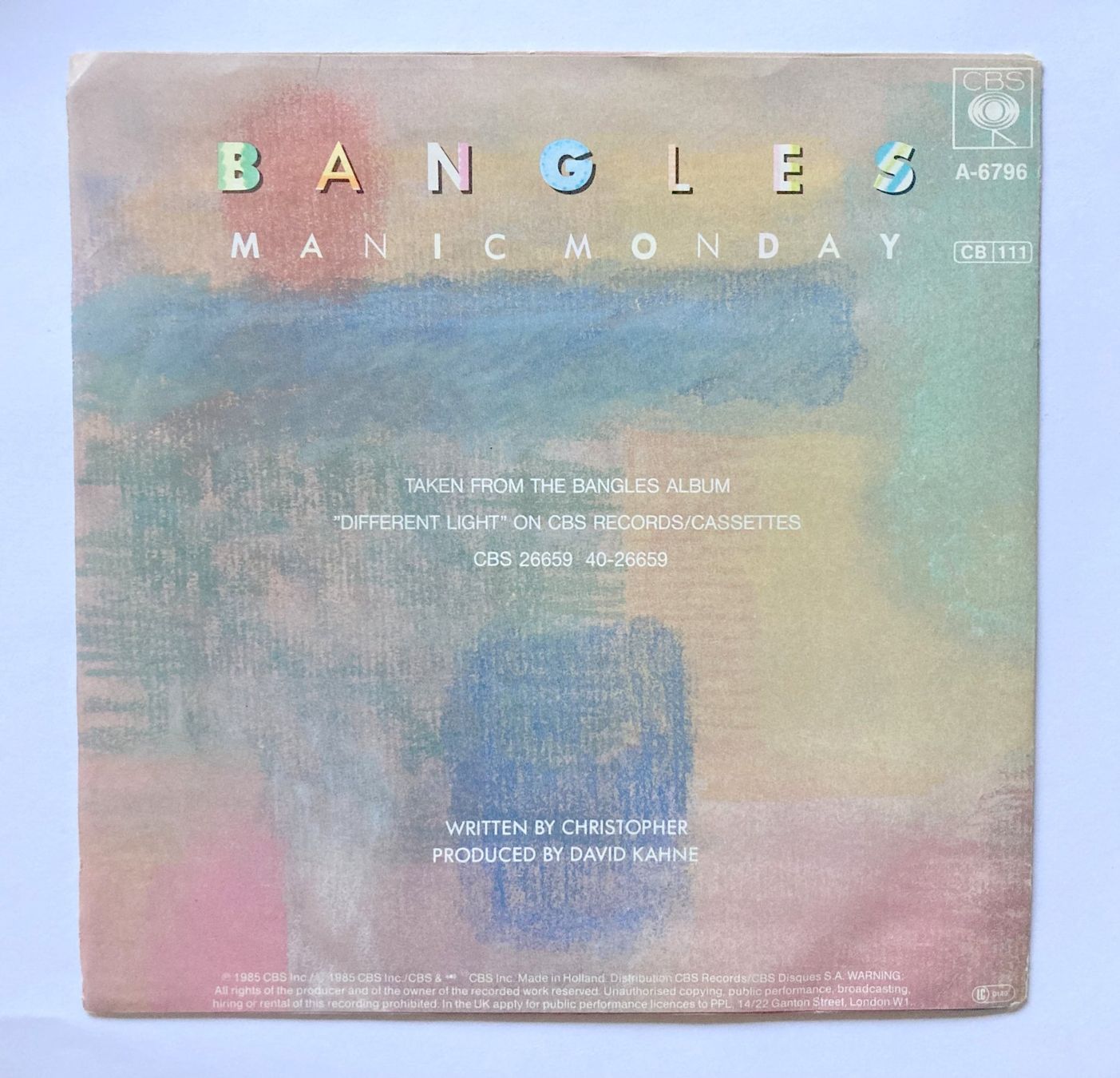 Schallplatten: BANGLES - MANIC MONDAY – Gebraucht aus Bottens von hotter-than-hell 1