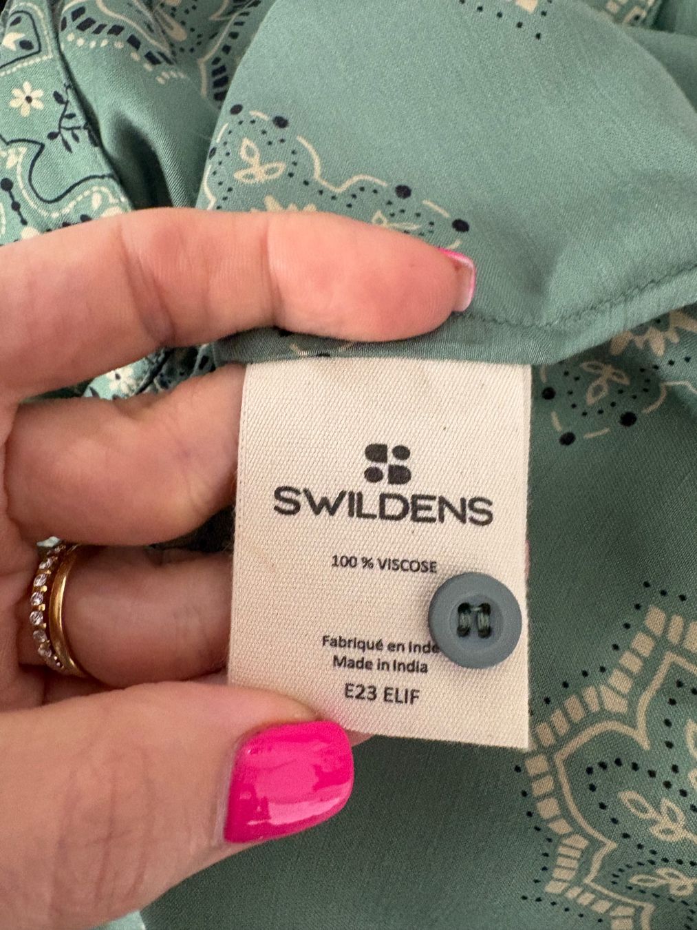 Camicette: Swildens grüne Bluse mit Muster 38 Viskose Boho – Nuovo (secondo la descrizione) da Regensdorf venduto da secondchancefashion 5