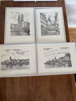 4 Originale Kunstgrafiken Zürich #32/680 gerahmt (41x31 cm)