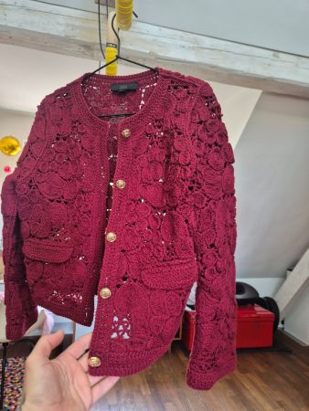 Red Zara crochet cardigan size S