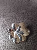 Wunderbare Blattbrosche Silber 800 gehämmert 1930-1950