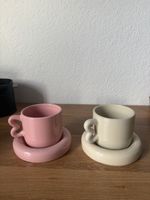 2 Motel a Mio Tassen mit Untertassen rosa beige