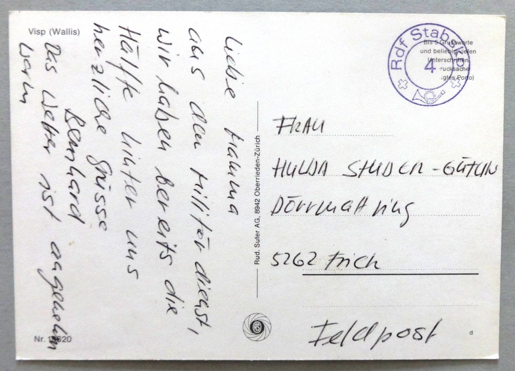 Cartoline postali: Visp (Wallis) – Usato da Fétigny venduto da Billy2miny 1