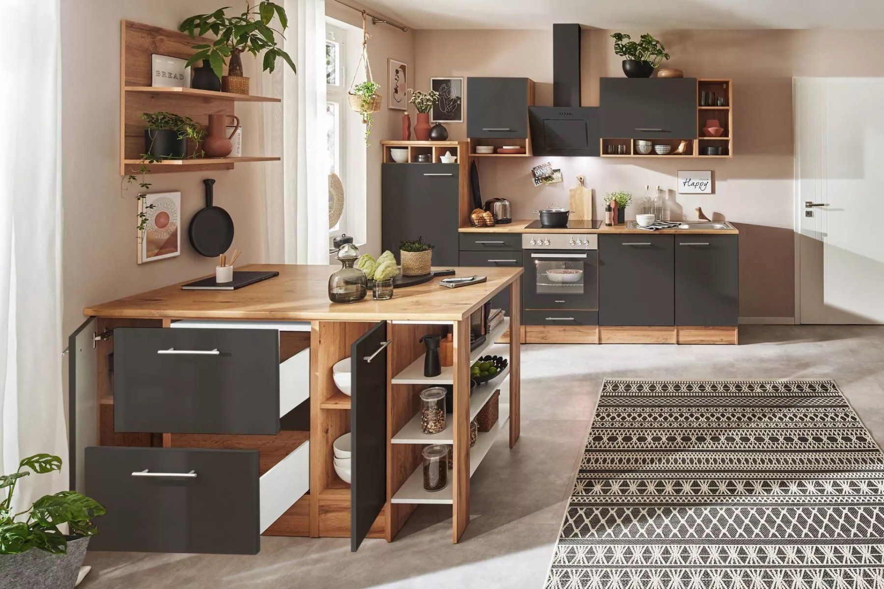 Cucine complete: 920 - Inselküche Einbauküche Eiche Grau Hilde 280cm – Nuovo e nell'imballaggio originale da Wallenwil venduto da toesstalvertrieb 3