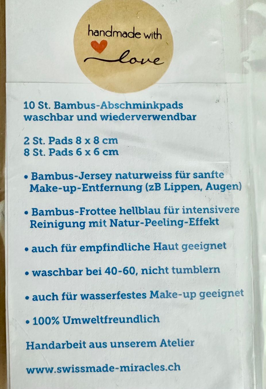 Cura del viso: Handmade Bamboo Pads Bambus Abschminkpads ZERO WASTE 10 St. – Nuovo e nell'imballaggio originale da Emmenbrücke venduto da little.treasures 5